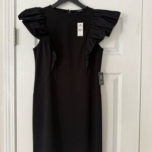 NWT Express Black Mini Dress with Ruffle Sleeves